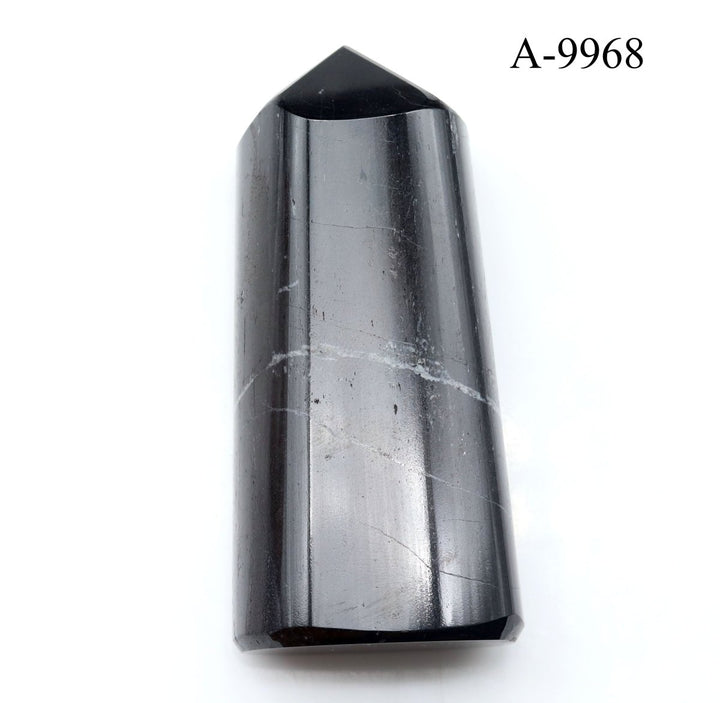 A - 9968 Black Tourmaline Full Polished Tower 8.3oz.Crystal River Gems