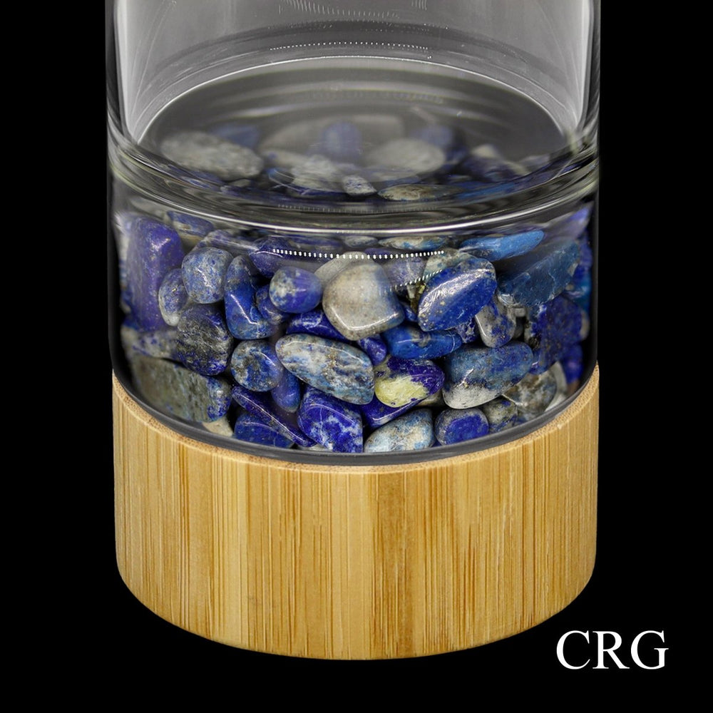 Bamboo Glass Water Bottle with Lapis Gemstones