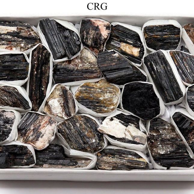 Black Tourmaline Crystals with Mica Inclusions B Grade / Medium Flat