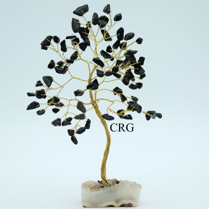 Black Tourmaline Tree On Crystal Cluster w/ Gold WireCrystal River Gems