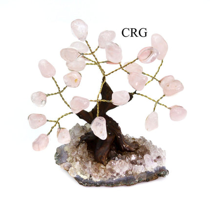 Brazilian Rose Quartz Bonsai Tree with Crystal Base / SIZE #1 (5.5"-6.5" AVG)
