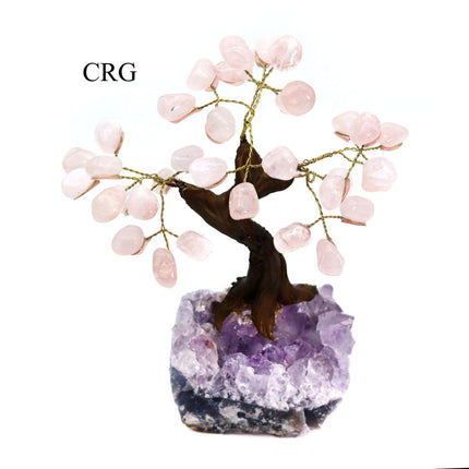 Brazilian Rose Quartz Bonsai Tree with Crystal Base / SIZE #2 (6.5"-7.5" AVG)