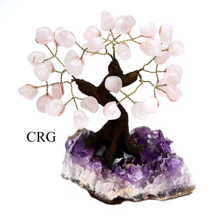 Brazilian Rose Quartz Bonsai Tree with Crystal Base / SIZE #3 (7.5"-8" AVG)
