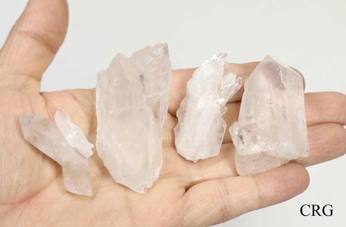Translucent Riber Quartz Clear Quartz Clusters from Brazil - Full Flat - Crystal River Gems