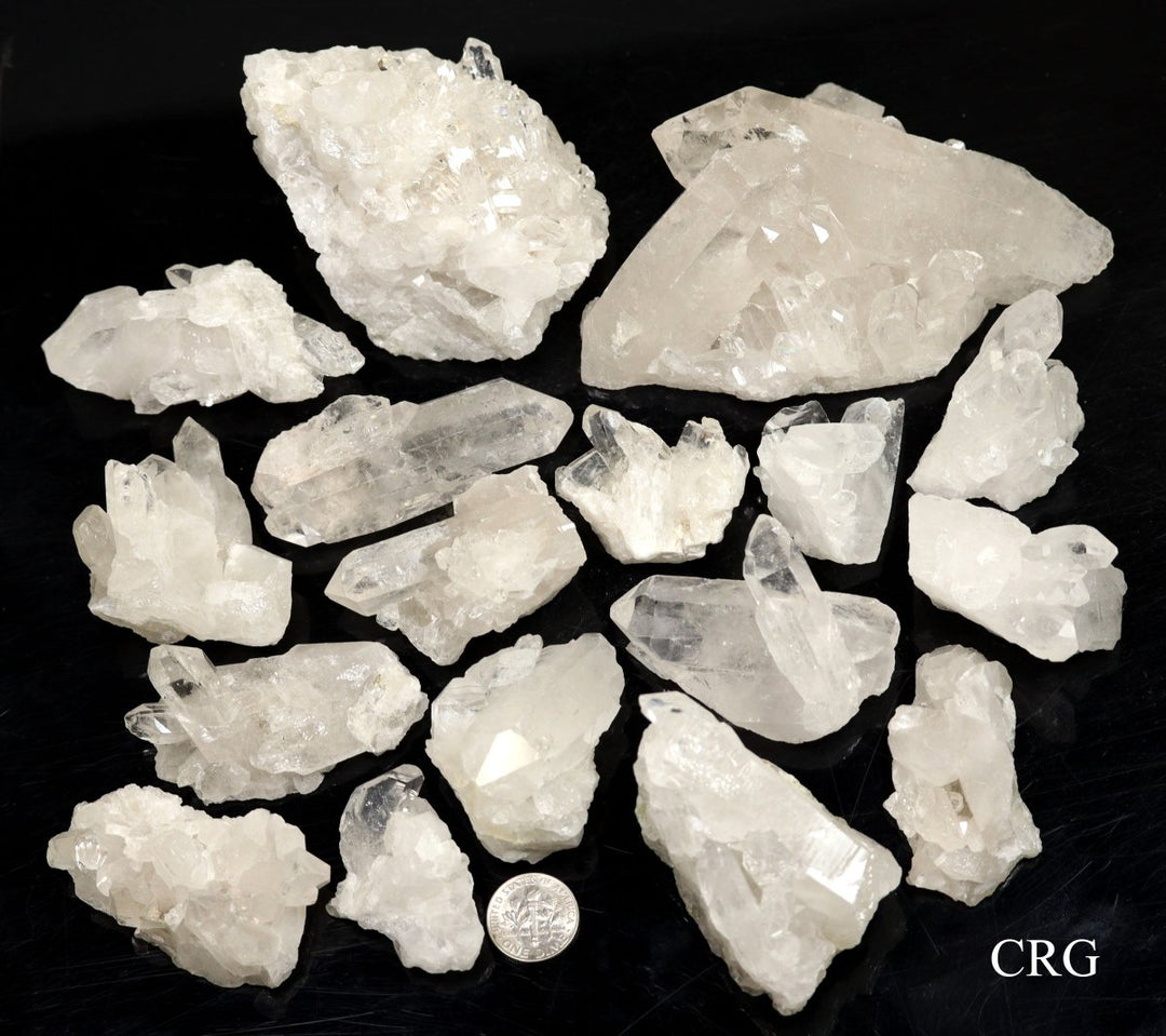 Translucent Riber Quartz Clear Quartz Clusters from Brazil - Full Flat - Crystal River Gems