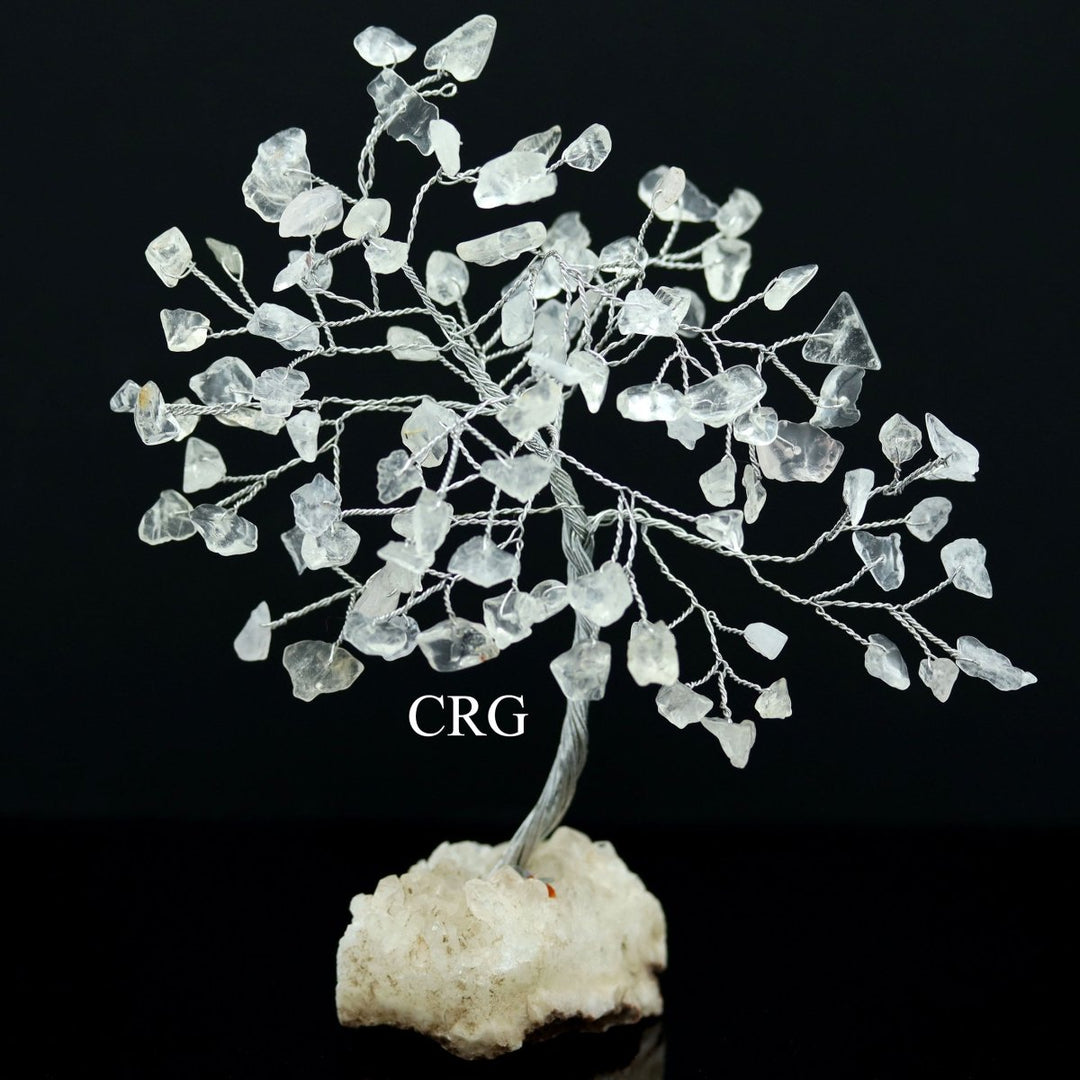 Clear Quartz Tree On Crystal Cluster w/ Silver WireCrystal River Gems