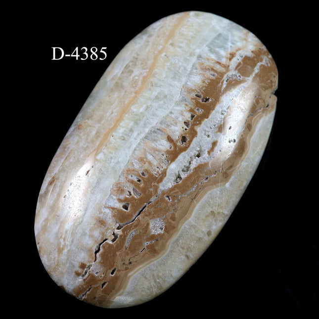 D-4385 Polished Caribbean Calcite Palm Stone - 5.7 oz. - Crystal River Gems