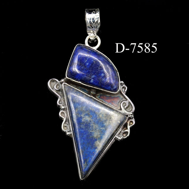 D-7585 Lapis Lazuli 925 Sterling Silver Pendant - Crystal River Gems