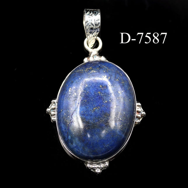 D-7587 Lapis Lazuli 925 Sterling Silver Pendant - Crystal River Gems