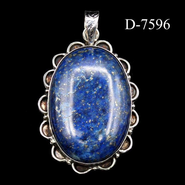 D-7596 Lapis Lazuli 925 Sterling Silver Pendant - Crystal River Gems