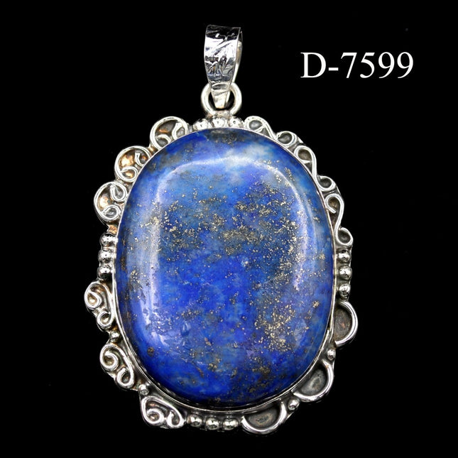 D-7599 Lapis Lazuli 925 Sterling Silver Pendant - Crystal River Gems