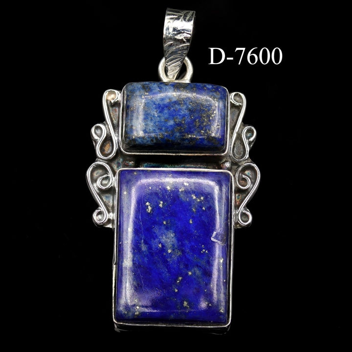 D - 7600 Lapis Lazuli 925 Sterling Silver PendantCrystal River Gems