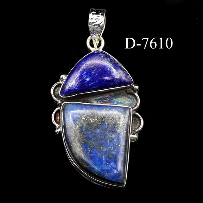 D-7610 Lapis Lazuli 925 Sterling Silver Pendant - Crystal River Gems