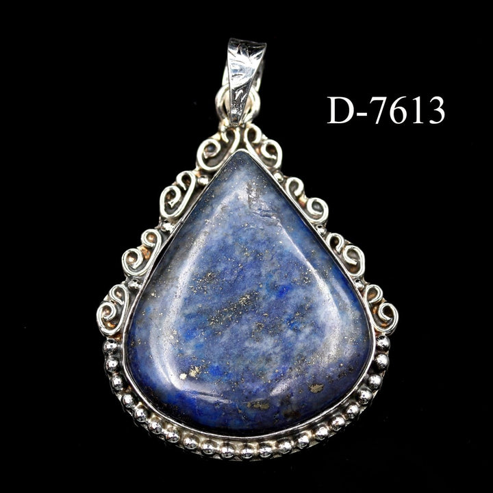 D - 7613 Lapis Lazuli 925 Sterling Silver PendantCrystal River Gems
