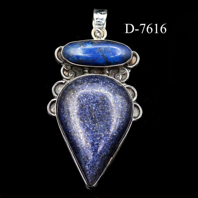 D-7616 Lapis Lazuli 925 Sterling Silver Pendant - Crystal River Gems