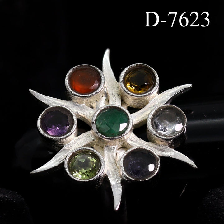 D - 7623 - Multistone Sterling Silver Ring / SIZE 5Crystal River Gems