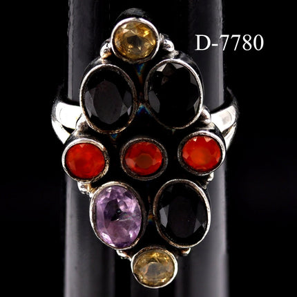 D-7780 - Multistone Sterling Silver Ring / SIZE 8