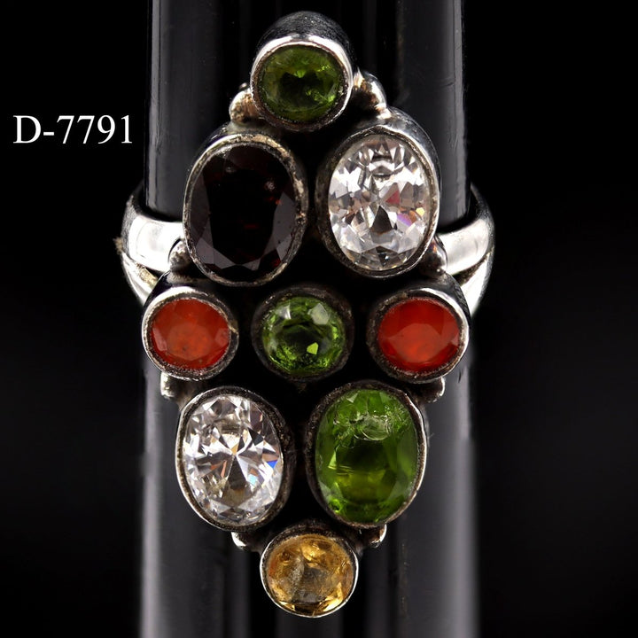 D - 7791 - Multistone Sterling Silver Ring / SIZE 7Crystal River Gems