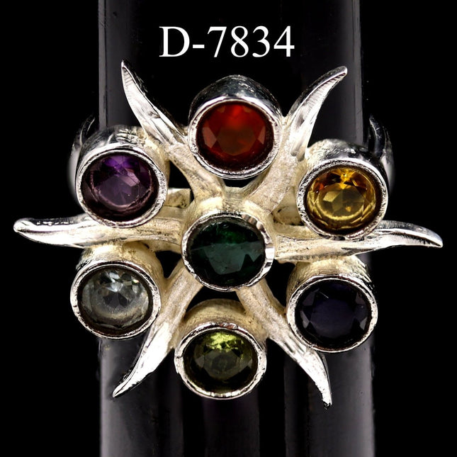 D-7834 - Multistone Sterling Silver Ring / SIZE 6 - Crystal River Gems