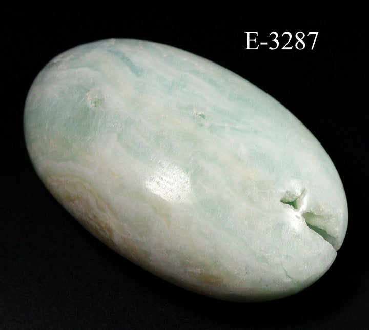 E - 3287 Polished Caribbean Calcite Palm Stone - 5.4 oz.Crystal River Gems