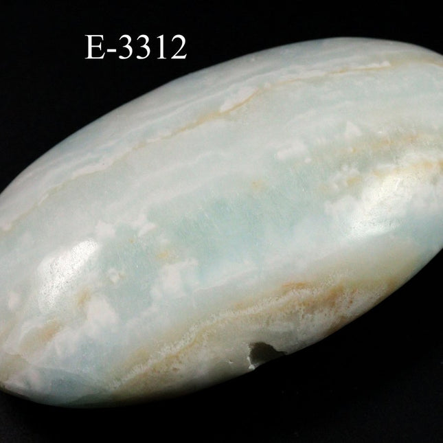 E-3312 Polished Caribbean Calcite Palm Stone -6.0 oz. - Crystal River Gems