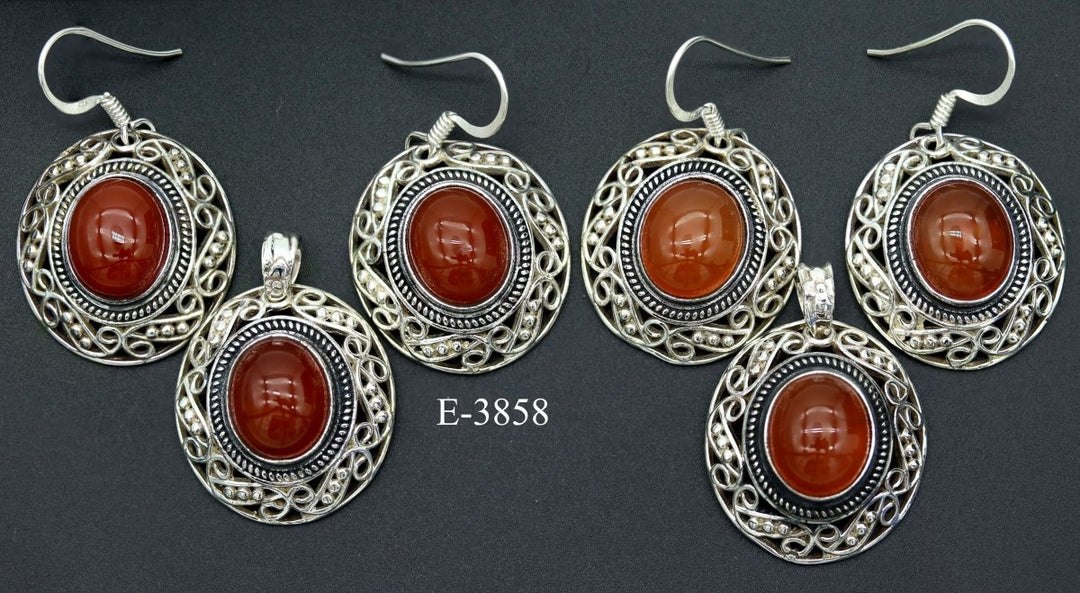 E-3858 Carnelian 925 Sterling Silver Jewelry