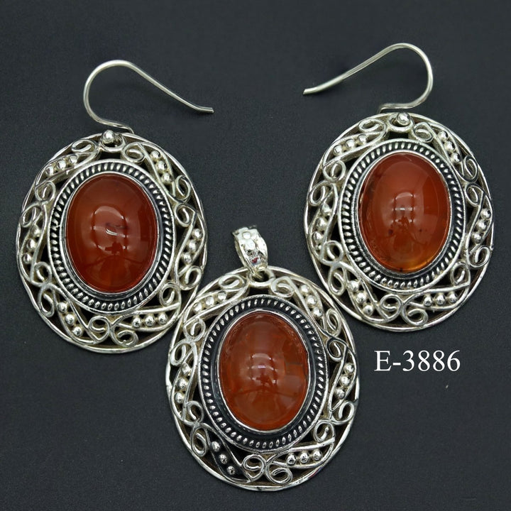 E - 3886 Carnelian 925 Sterling Silver JewelryCrystal River Gems