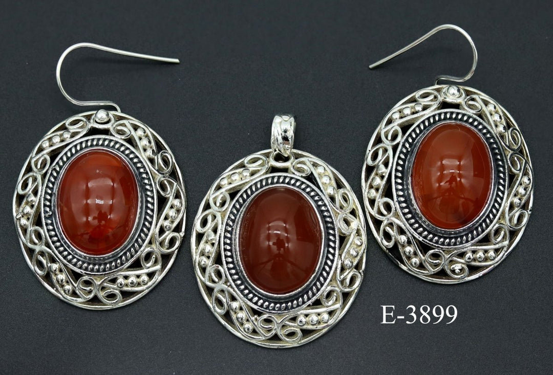 E-3899 Carnelian 925 Sterling Silver Jewelry