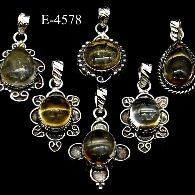 E-4578 Citrine 925 Sterling Silver Jewelry Pendants - Crystal River Gems
