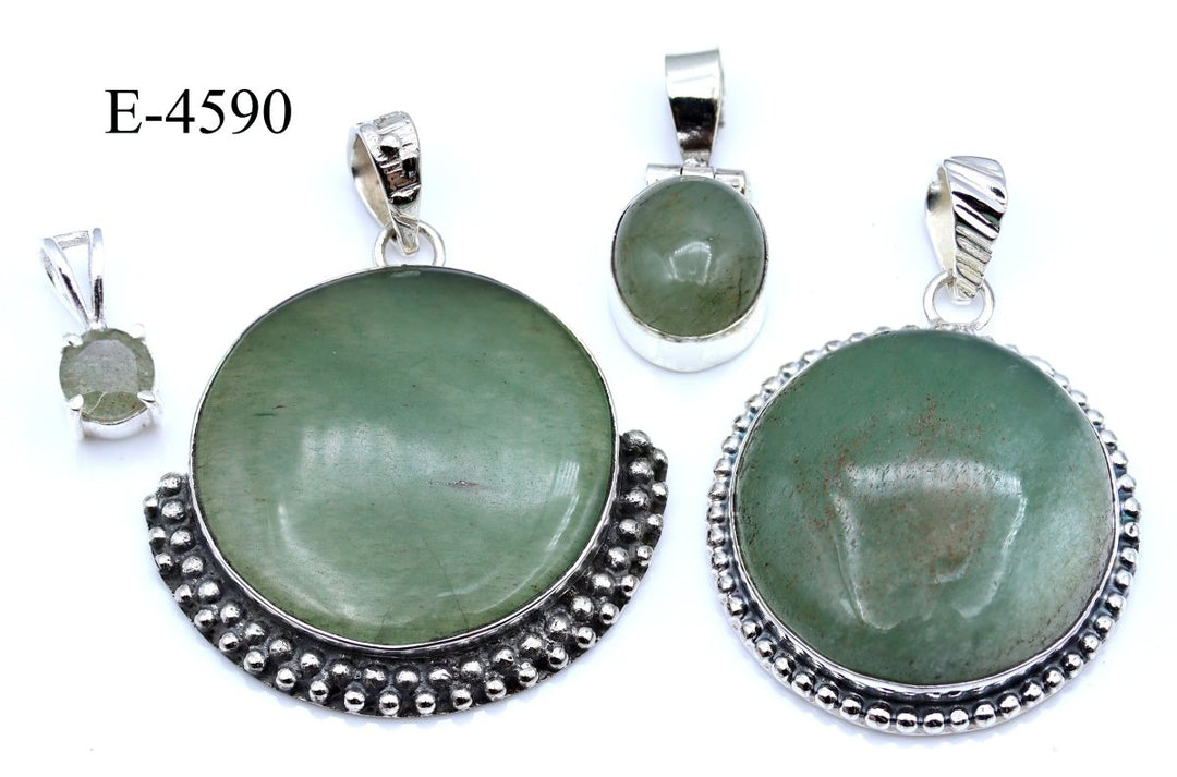 E-4590 Green Aventurine 925 Sterling Silver Jewelry