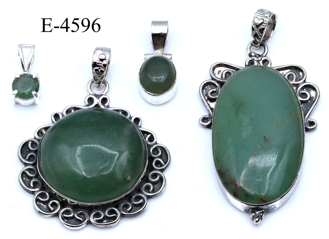 E-4596 Green Aventurine 925 Sterling Silver Jewelry
