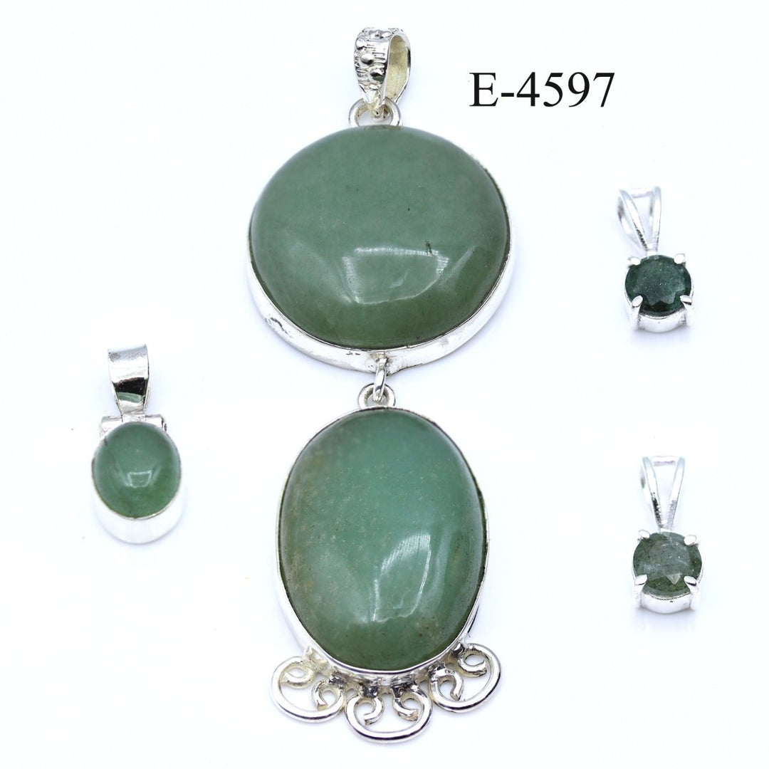 E-4597 Green Aventurine 925 Sterling Silver Jewelry