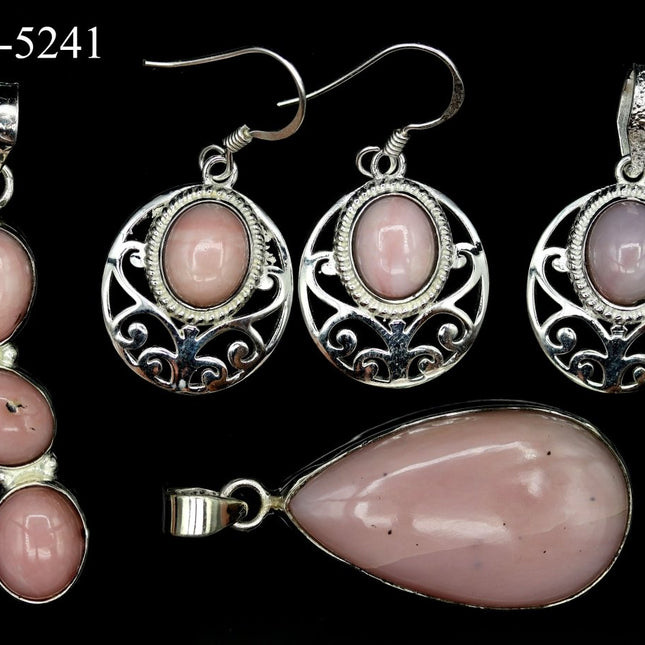 E-5241 Pink Opal 925 Sterling Silver Jewelry 22 g. - Crystal River Gems