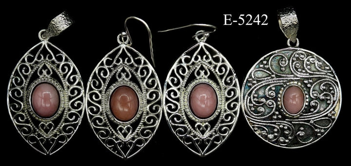 E - 5242 Pink Opal 925 Sterling Silver Jewelry 21 g.Crystal River Gems