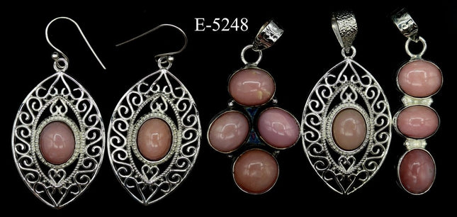 E-5248 Pink Opal 925 Sterling Silver Jewelry 24 g. - Crystal River Gems
