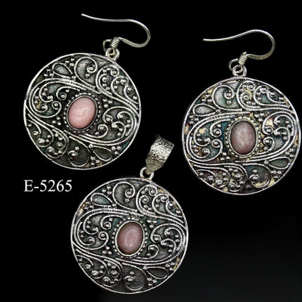 E-5265 Pink Opal 925 Sterling Silver Jewelry 26 g. - Crystal River Gems