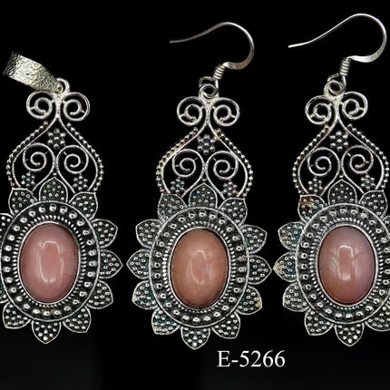 E-5266 Pink Opal 925 Sterling Silver Jewelry 25 g.