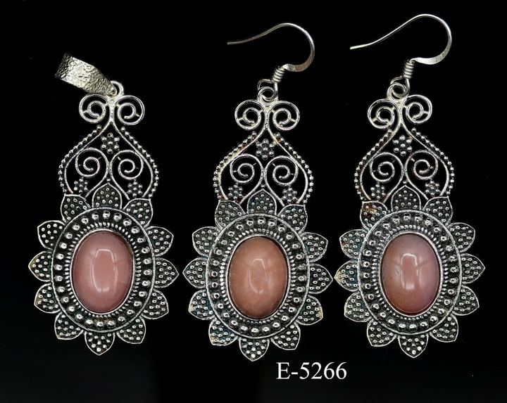 E - 5266 Pink Opal 925 Sterling Silver Jewelry 25 g.Crystal River Gems