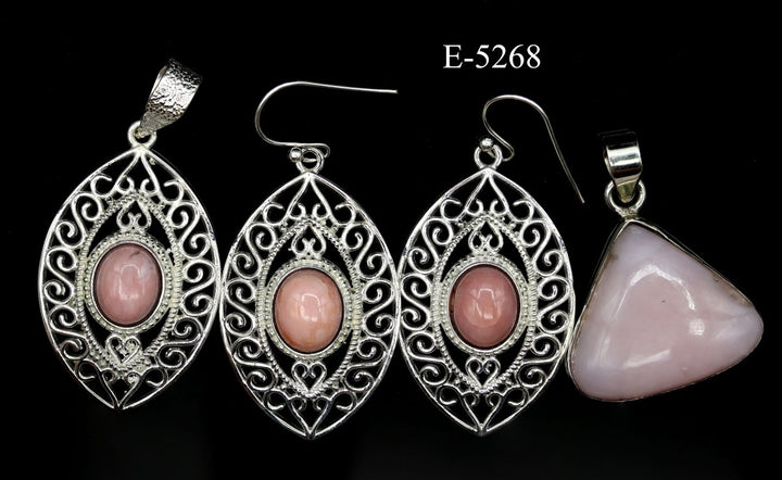 E - 5268 Pink Opal 925 Sterling Silver Jewelry 21 g.Crystal River Gems