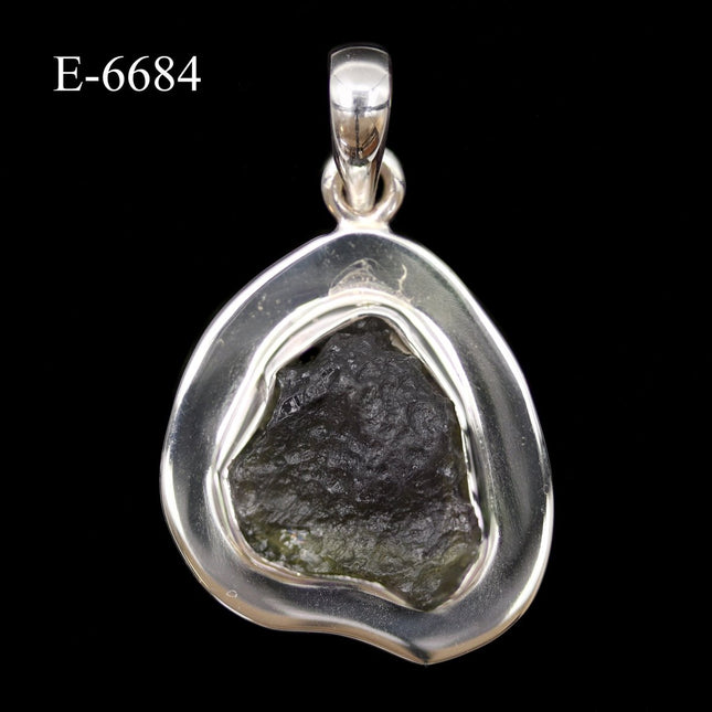 E-6684 Moldavite 925 Sterling Silver Pendant - Crystal River Gems