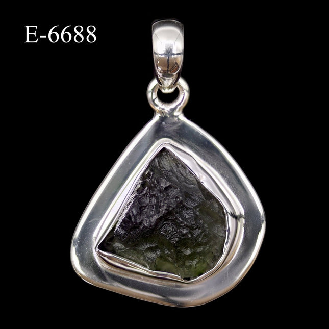 E-6688 Moldavite 925 Sterling Silver Pendant - Crystal River Gems