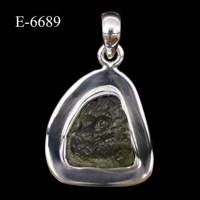E-6689 Moldavite 925 Sterling Silver Pendant - Crystal River Gems