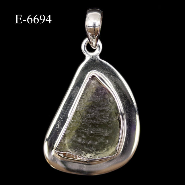 E-6694 Moldavite 925 Sterling Silver Pendant - Crystal River Gems