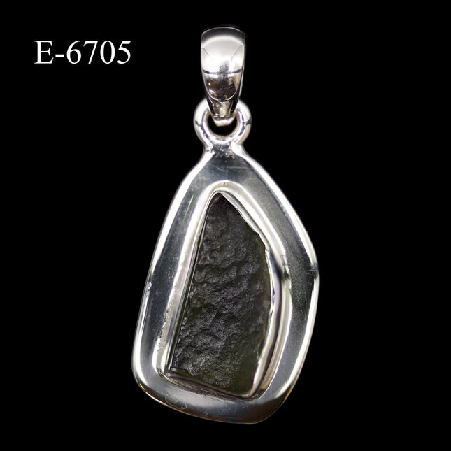 E-6705 Moldavite 925 Sterling Silver Pendant - Crystal River Gems