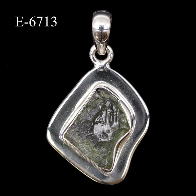 E-6713 Moldavite 925 Sterling Silver Pendant - Crystal River Gems