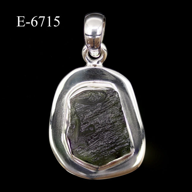 E-6715 Moldavite 925 Sterling Silver Pendant