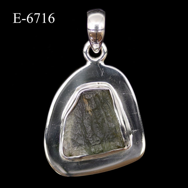 E-6716 Moldavite 925 Sterling Silver Pendant - Crystal River Gems