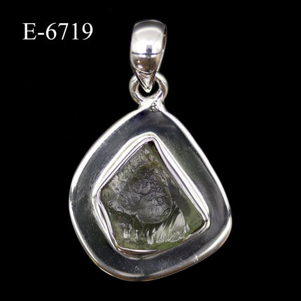 E-6719 Moldavite 925 Sterling Silver Pendant