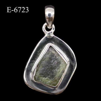 E-6723 Moldavite 925 Sterling Silver Pendant - Crystal River Gems
