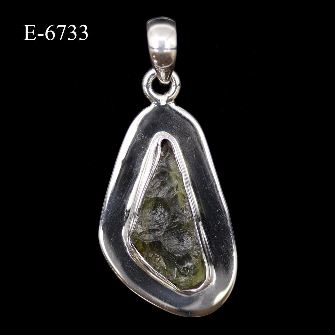 E-6733 Moldavite 925 Sterling Silver Pendant